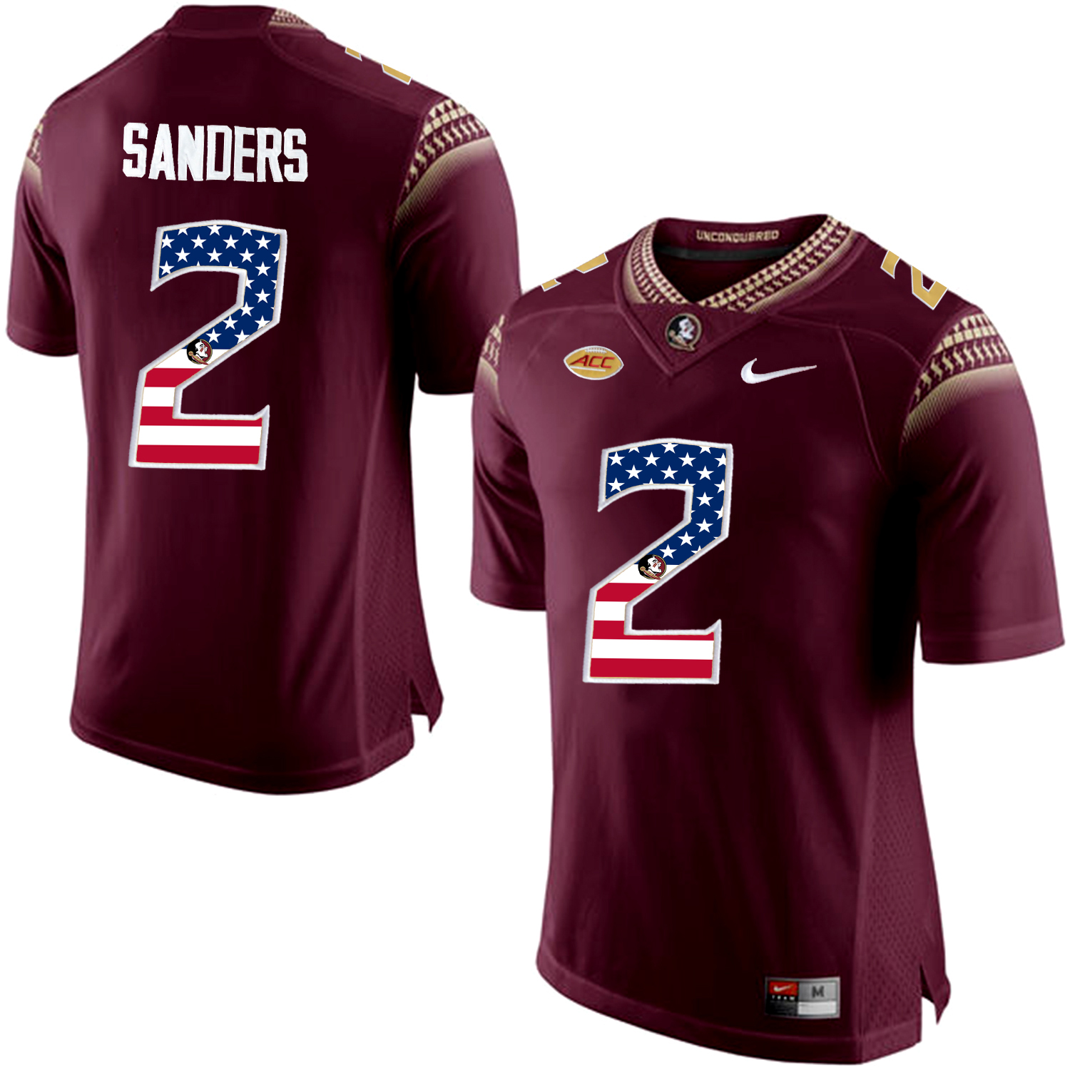 US Flag Fashion Men Florida State Seminoles Deion Sanders #2 College Football Limited Jersey  Red